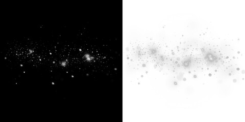 Abstract black and white PNG overlay featuring a dynamic blend of soft dots and sparkling elements, creating a visually striking backdrop for creative projects and designs