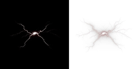 Lightning bolt png overlay on contrasting backgrounds, showcasing dynamic energy and visual impact for creative design projects and digital artwork enhancement