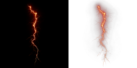 Lightning bolt overlay on dark and light backgrounds, showcasing dynamic energy and natural power, ideal for creative design projects and visual storytelling concepts