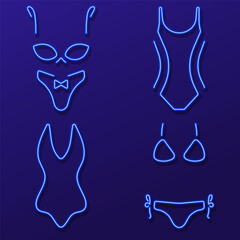 swimsuit neon icon group, vector illustration.