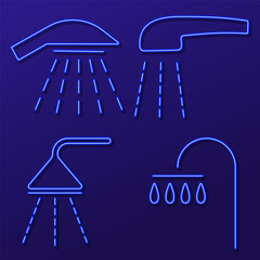 shower neon icon group, vector illustration.