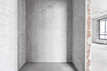 nterior of the apartment without decoration in gray colors