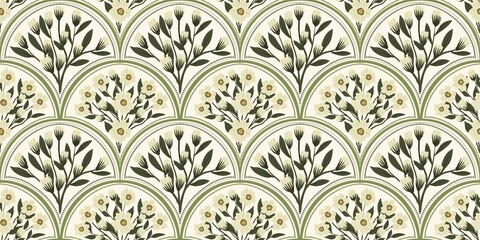Nature Pattern Background Illustration For Cover, Banner, Notes. Fall Winter Aesthetic Background. Plant And Flower Pattern Background.