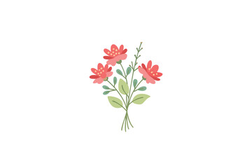 Delicate floral arrangement with vibrant red blooms and green foliage silhouette