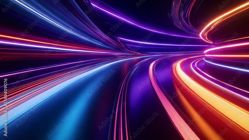 Wall mural abstract data creating a glowing light speed tunnel