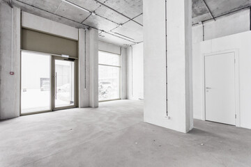nterior of the apartment without decoration in gray colors