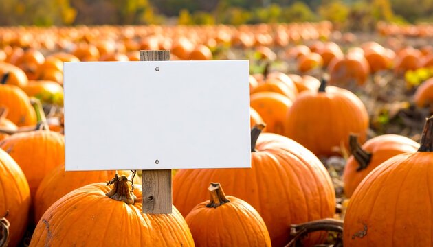 Blank sign in pumpkin patch