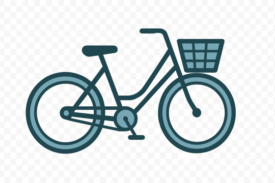 Fototapeta Simple stylized commuter bicycle with a front basket for urban shopping and errands