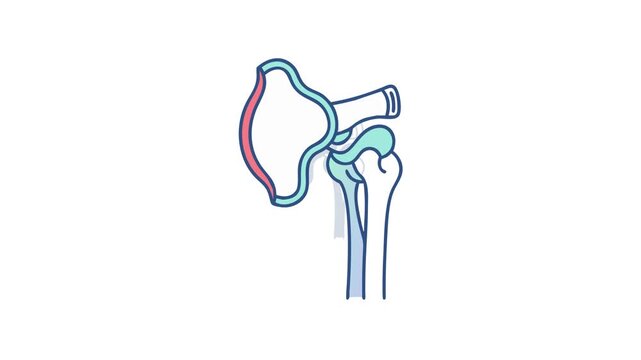 Stylized scapula and humerus bone illustration on white backdrop