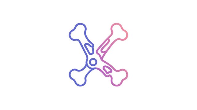 Crossed bones illustration in modern gradient colors on white