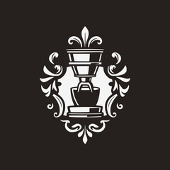 espresso machine portafilter designed as a heraldic emblem
