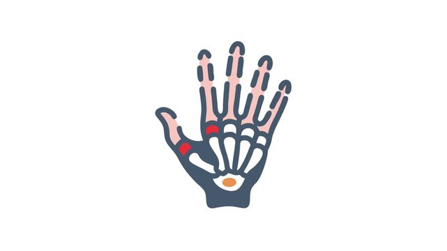 Stylized hand skeleton illustration in flat design on white