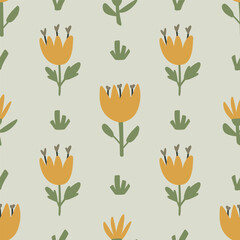 Cute Ditsy Floral Seamless Pattern. Yellow color