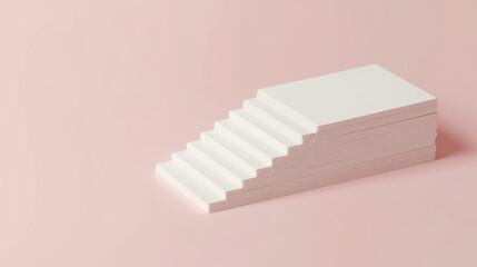 Paper stack arranged as minimalist staircase concept
