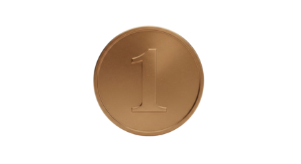 Isolated one cent symbol on bronze coin for web page currency icon in graphic design
