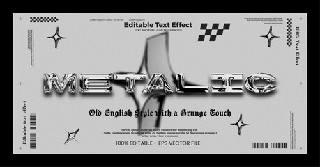 Metalic Metal Text Effect with Grunge Y2K Style