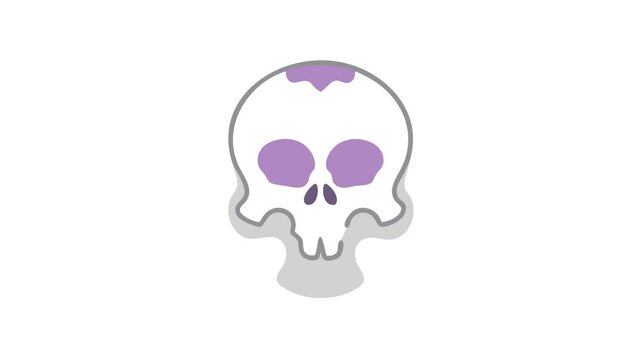 A minimalist vector skull in black, lilac, and grey