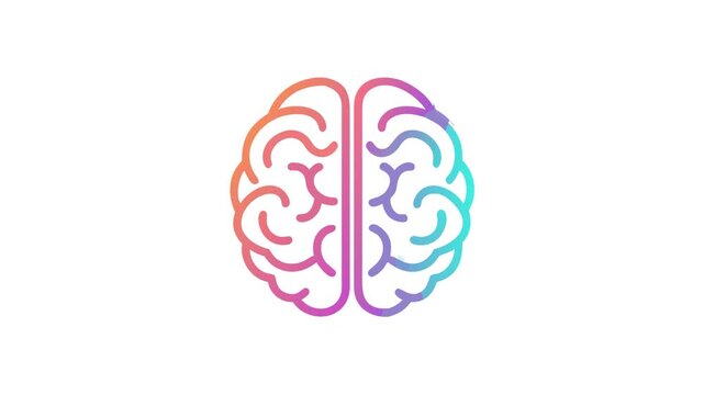 Gradient brain vector illustration on white background for branding