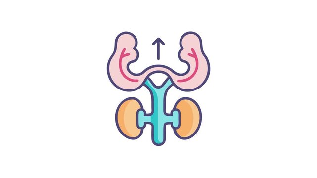 Stylized human urinary system diagram showcasing kidney and bladder function