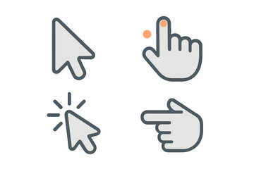 Obraz premium Set of computer cursor and hand pointer icons for digital interaction