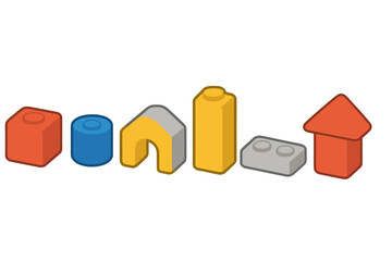 Obraz premium Assorted colorful geometric shapes in isometric view