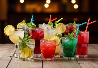 Colorful Cocktails - A Refreshing Assortment of Mixed Drinks.