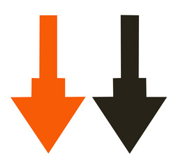 vector two colorful arrows pointing down direction on white background	