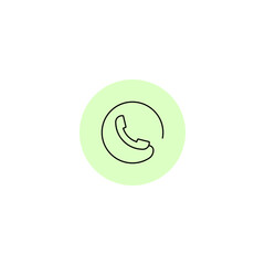 Simple Phone Icon on Light Green Circle for Website or App Design