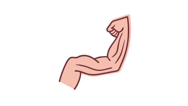 Cartoon flexing arm illustration against a white background