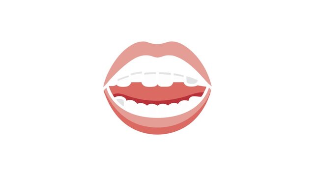 Cartoon mouth with teeth on white background graphic illustration