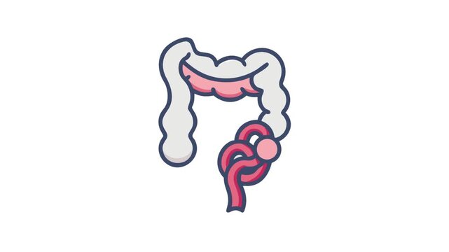 Stylized colon illustration displaying bowel problem on white background