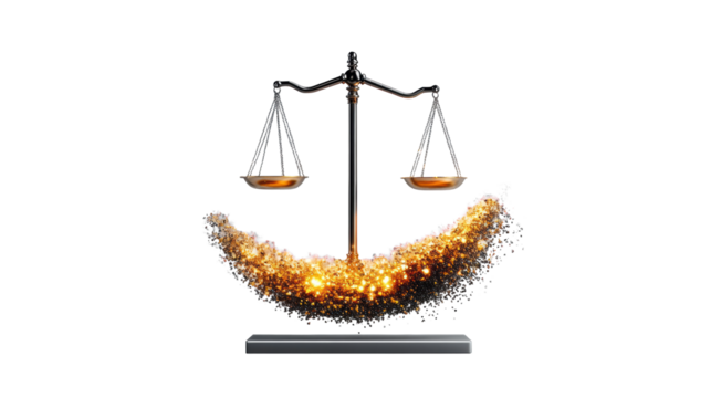 Libra Zodiac Sign with Sparkling Scales on Transparent Background