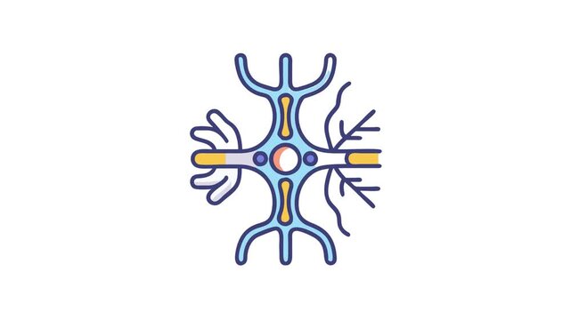 Stylized Neuron Illustration on white background with Bright Accents