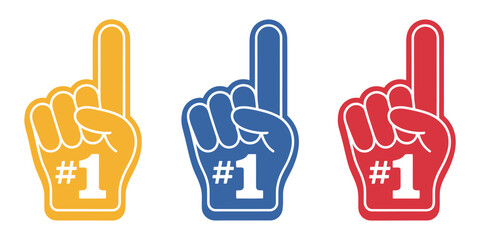 Sports Fan Foam Finger Vector Illustration,  Number One Hand Gesture Symbol