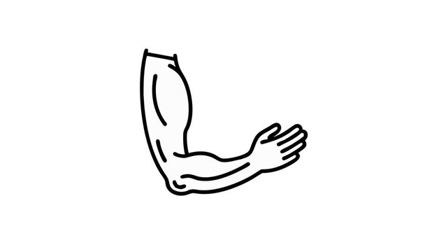 Powerful white silhouette arm displaying muscles in white background