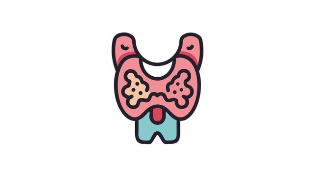 Thyroid gland medical illustration shows anatomical features and conditions