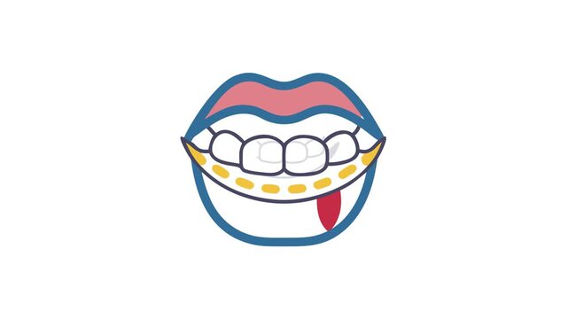 Minimalist open mouth illustration with tongue flat vector style