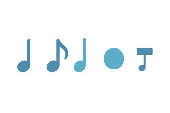 Gradient blue musical notes and rest symbols collection