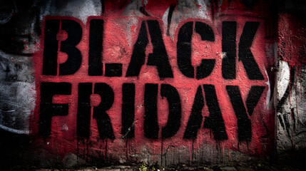 Black Friday graffiti sale text on grunge wall