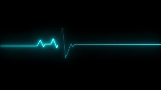 Glowing neon heartbeat and pulse rate animation. EKG monitoring in an emergency. Loop able medical heartbeat signal animation. Ideal for healthcare apps, cardiology infographics. 4k
