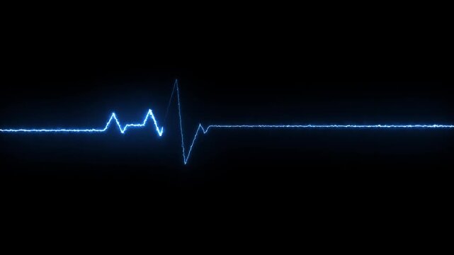 Glowing neon heartbeat and pulse rate animation. EKG monitoring in an emergency. Loop able medical heartbeat signal animation. Ideal for healthcare apps, cardiology infographics. 4k