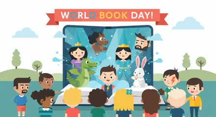 World Book Day Celebration with Kids Enjoying Magical Storytelling and Adventure