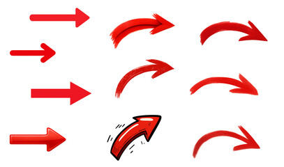 Red Arrow Set Diverse Arrow Styles and Directions for Web Design, Presentations, and Visual Communication