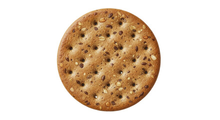 Isolated multigrain cracker with seeds, healthy snack ready to eat on simple background
