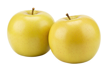 Isolated pair of yellow apples, fresh from the orchard, healthy eating and snack food