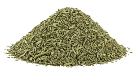Isolated heap of dried rosemary for cooking delicious meals, ingredient, flavoring, fresh herb