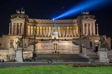 Altar of the Fatherland (Altare della Patria) illuminated at night, Italy, Rome