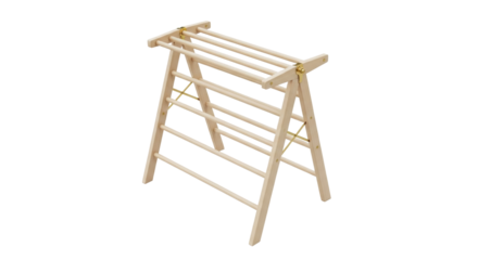 Isolated Wooden clothes drying rack for laundry, foldable, adjustable and portable stand