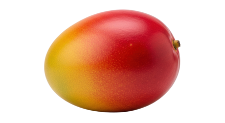 Isolated Alphonso mango, ripe fruit with smooth red and yellow skin, tropical freshness