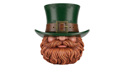 Isolated Saint Patrick's Day Leprechaun Head, Decorative Irish Statue for Holiday Crafts